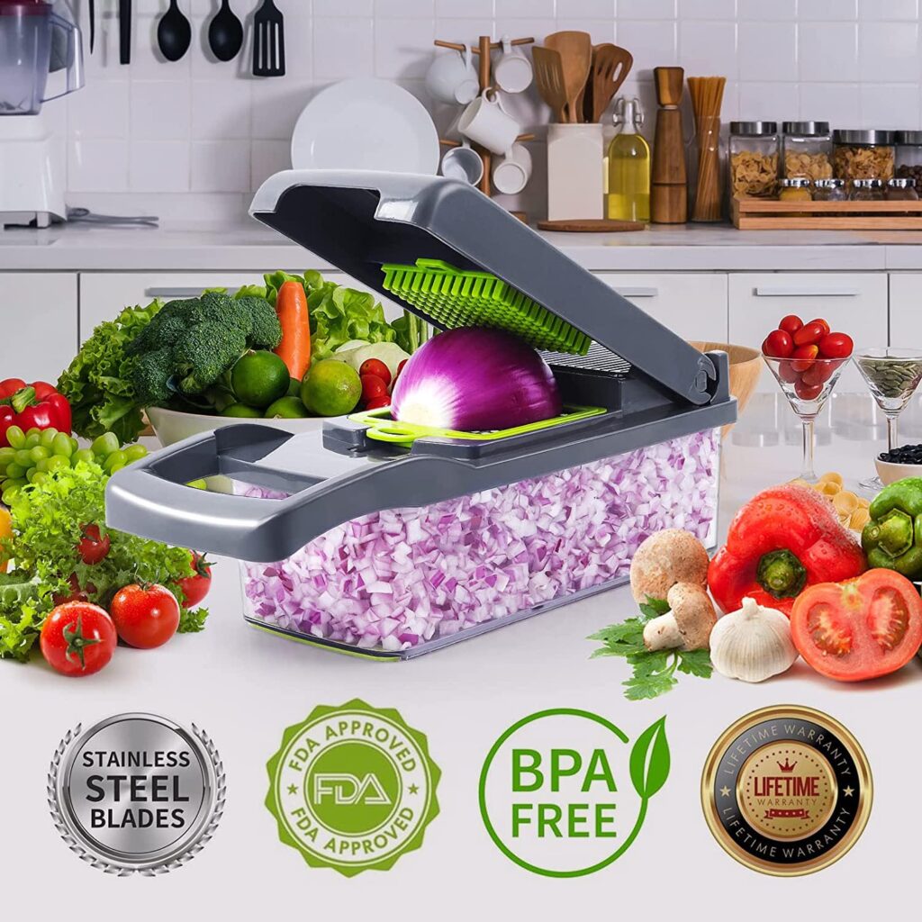 Vegetable Chopper, Pro Onion Chopper, Multifunctional 13 in 1 Food Chopper, Kitchen Vegetable Slicer Dicer Cutter, Veggie