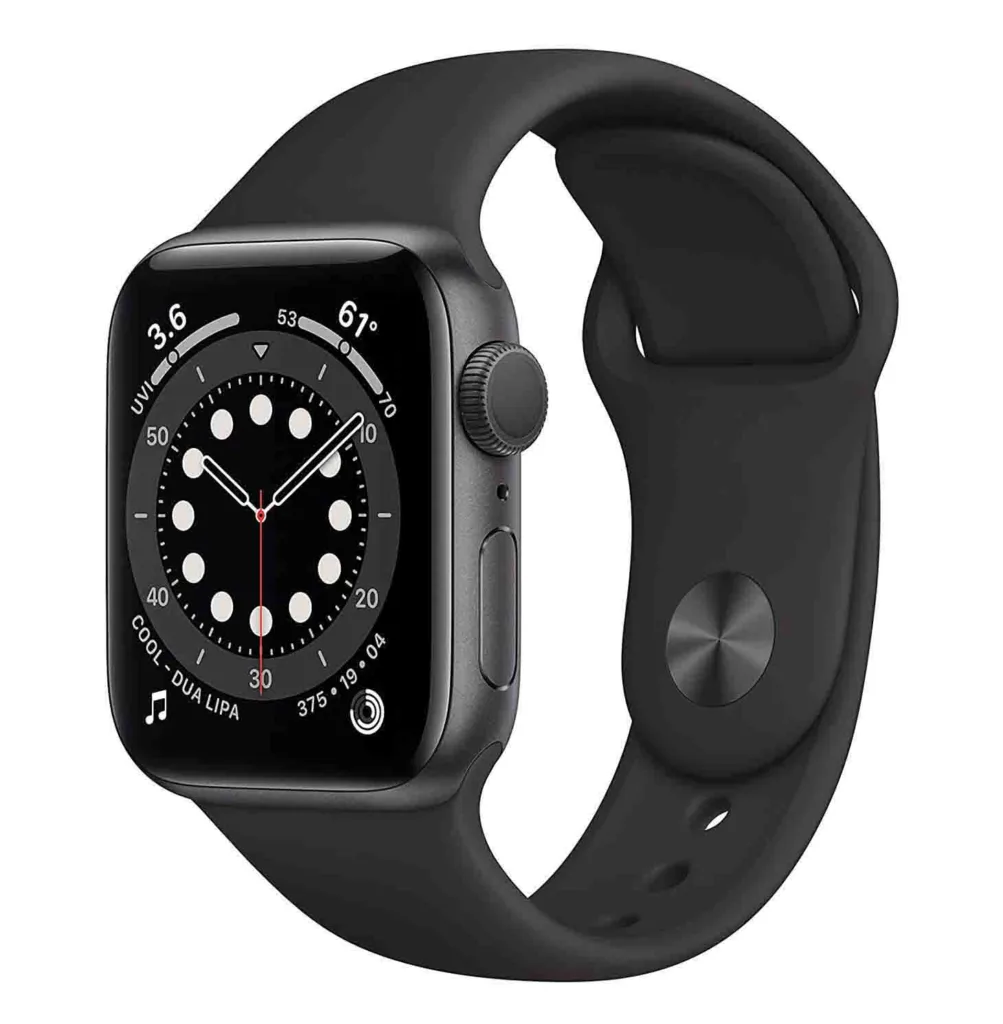 Apple Watch Space Gray Aluminum Case with Black Sport Band and Apple smart watch price