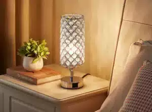 Crystal Touch Lamp with Touch Control, Sliver Table Lamp with US